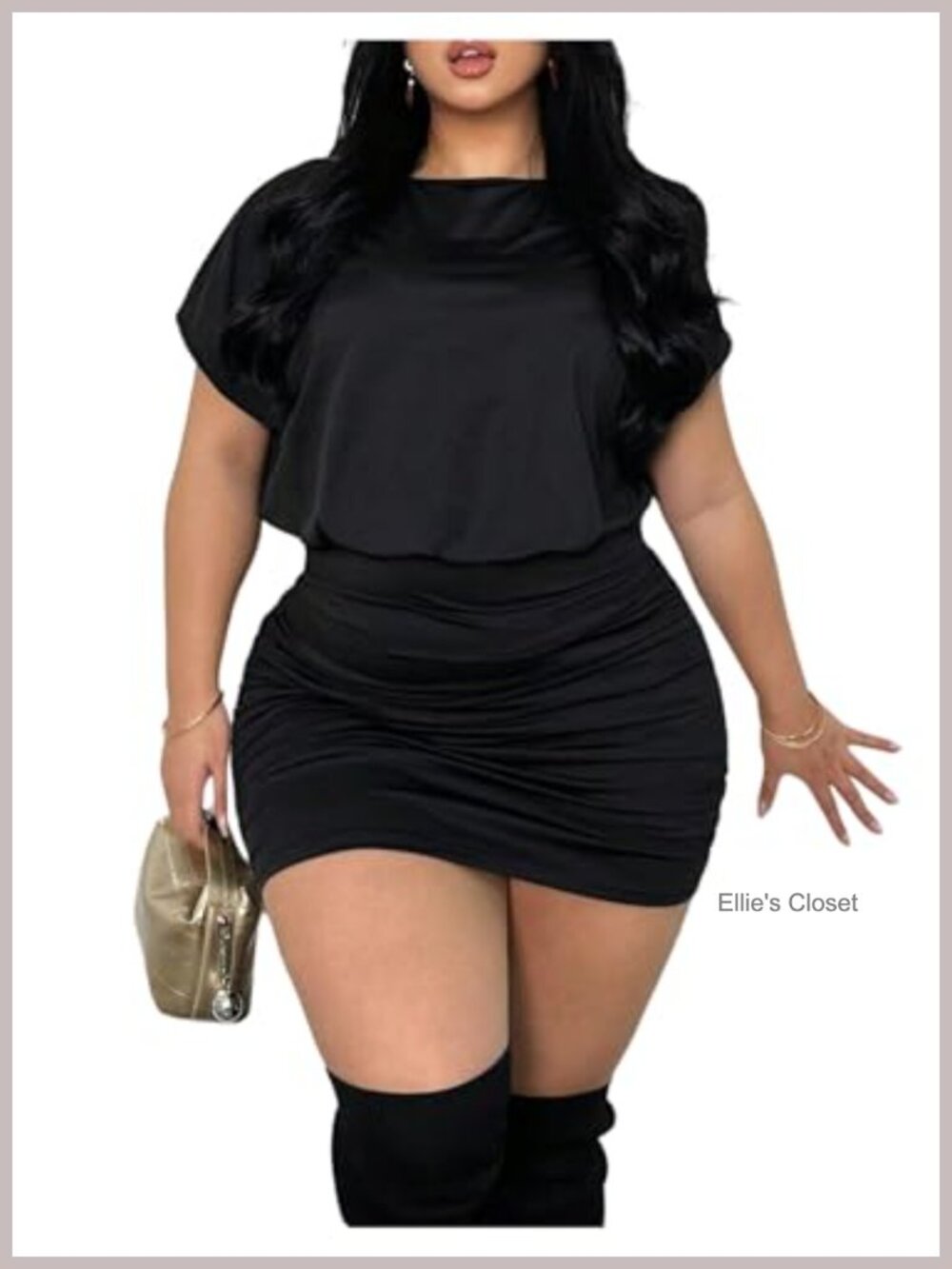 Plus Size Ruched Bodycon Mini Dress Boat Neck Short Sleeve